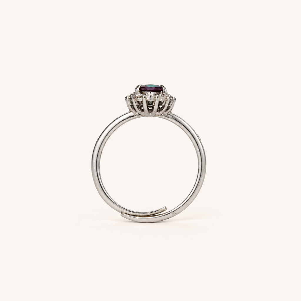 Regent Halo Lab-Grown Alexandrite Ring upright view