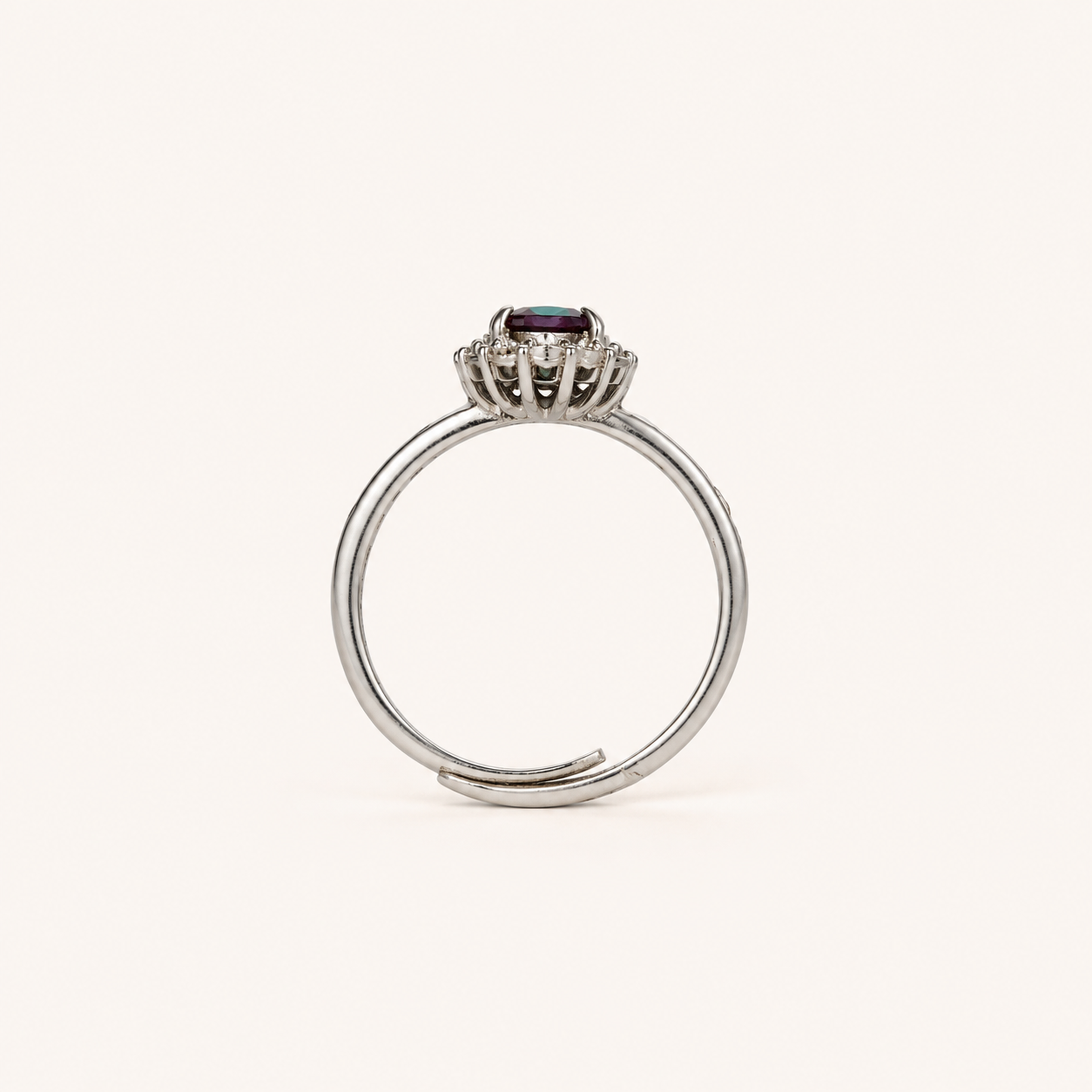 Regent Halo Lab-Grown Alexandrite Ring upright view