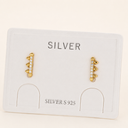 Sterling Silver Zirconia Rake Stud Earrings detail view