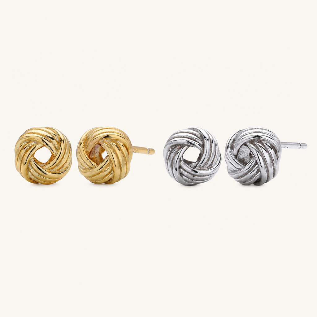 Sterling Silver Woven Ball Stud Earrings
