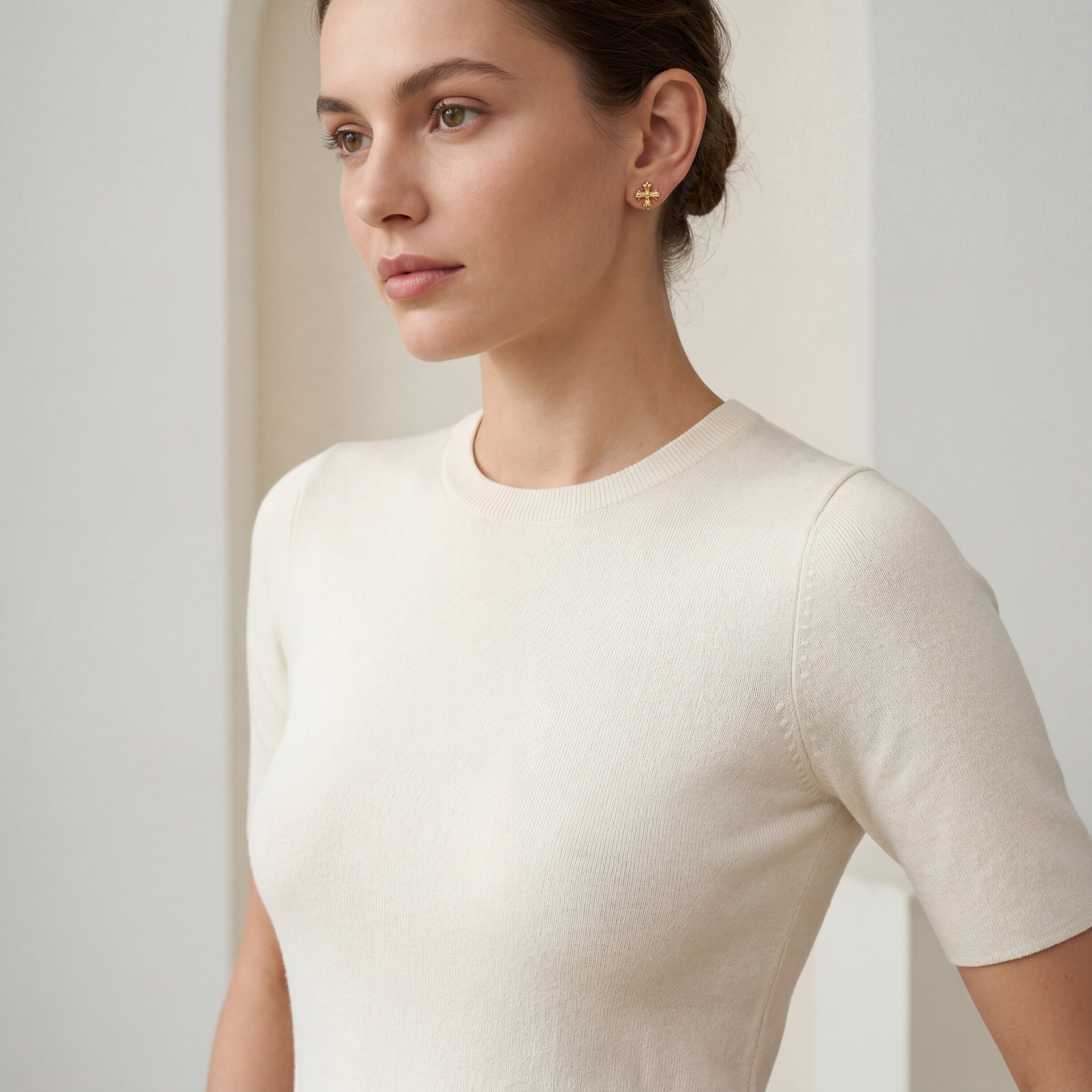 Cross Titanium Stud Earrings - image 3