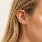 Sterling Silver Zirconia Solitaire Stud Earrings worn on the ear