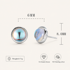 Sterling Silver Moonstone Stud Earrings - Platinum / 6mm