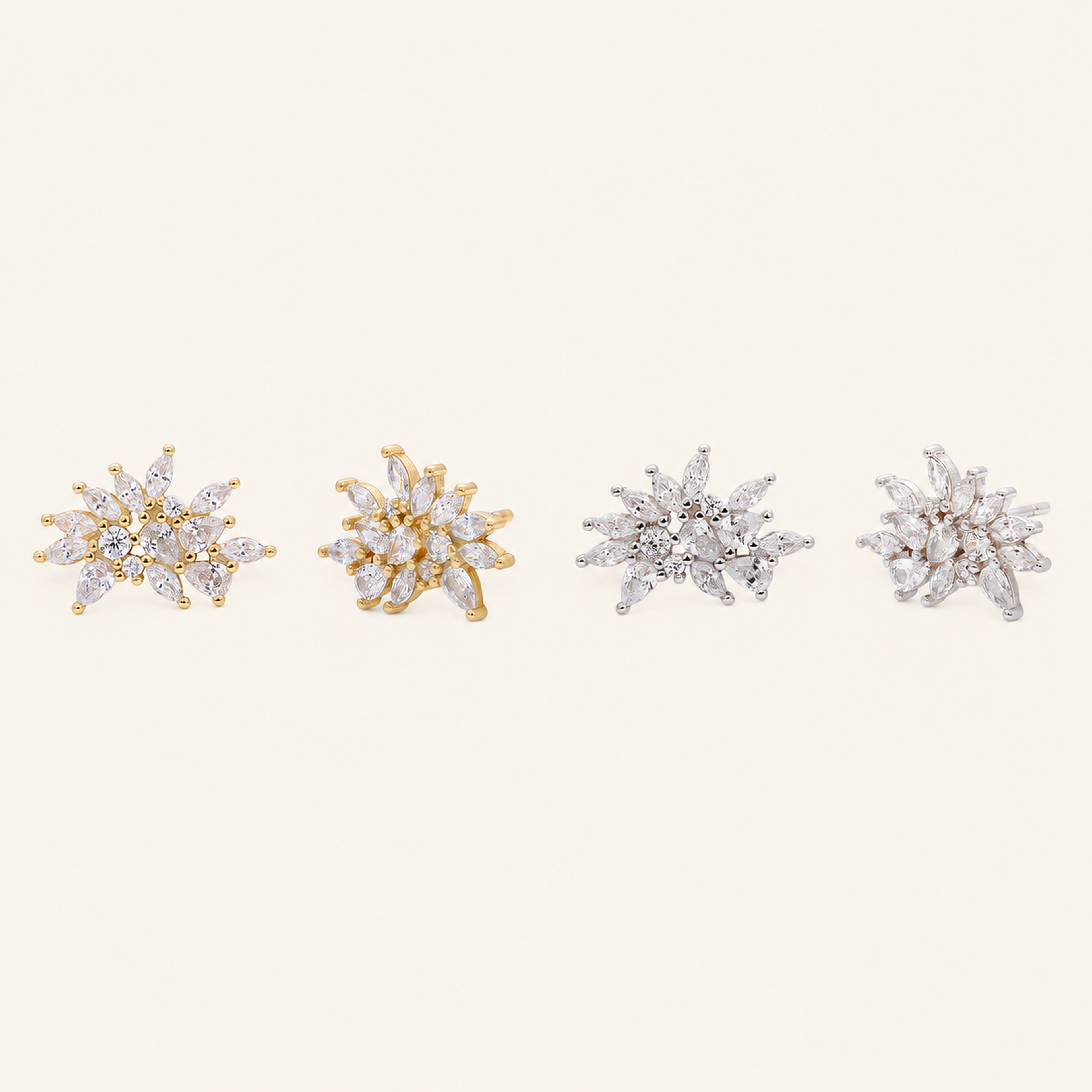Sterling Silver Snowflake Zirconia Stud Earrings