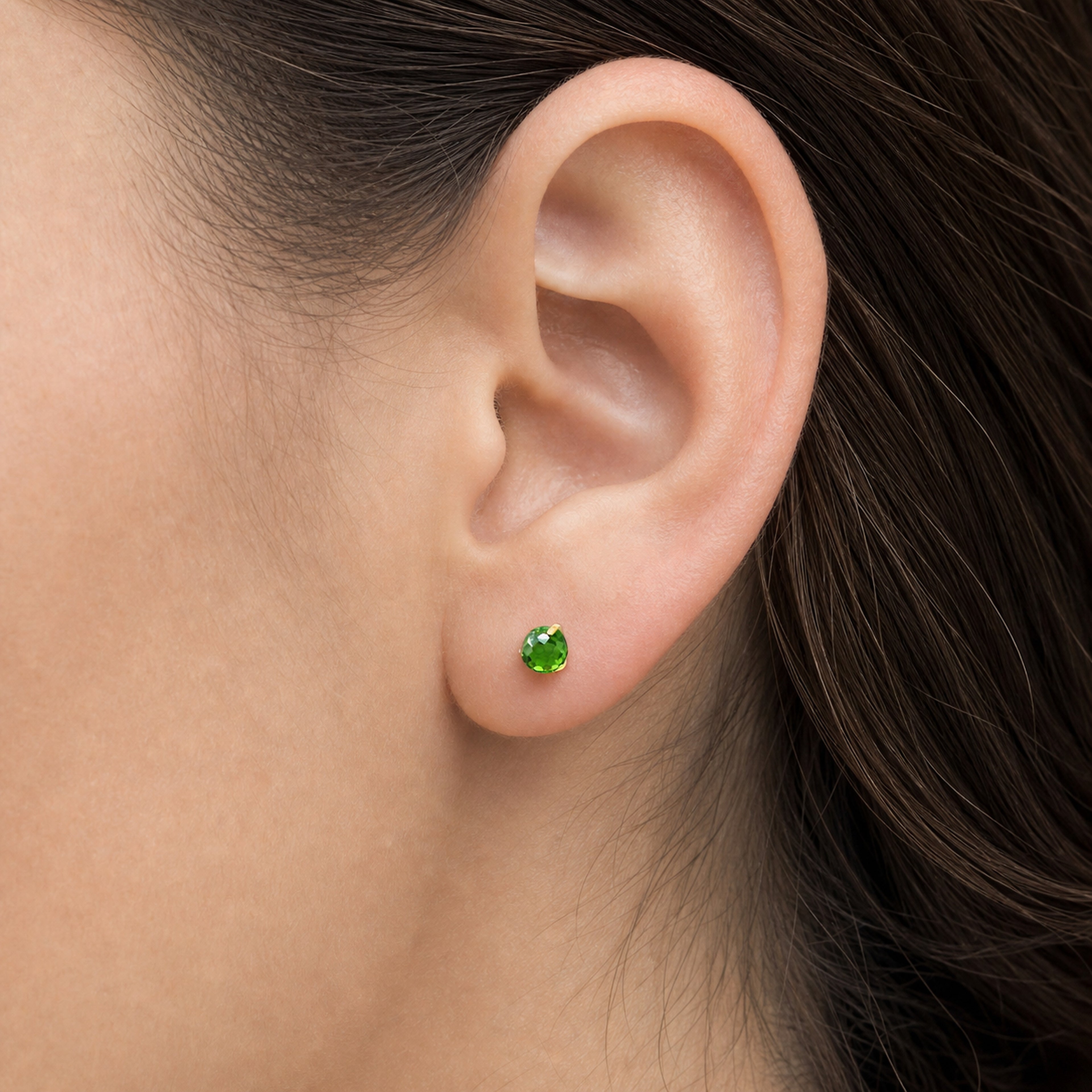 Titanium Green Crystal Flat Back Stud Earrings