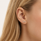 Sterling Silver Scattered Fan Zirconia Stud Earrings worn on the ear