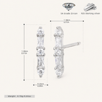 Sterling Silver Zirconia Bar Stud Earrings - Platinum