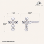 Sterling Silver Polished Cross Stud Earrings - Platinum