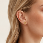 Sterling Silver Molten Lava Stud Earrings worn on the ear