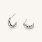 Sterling Silver Croissant Twist Stud Earrings detail