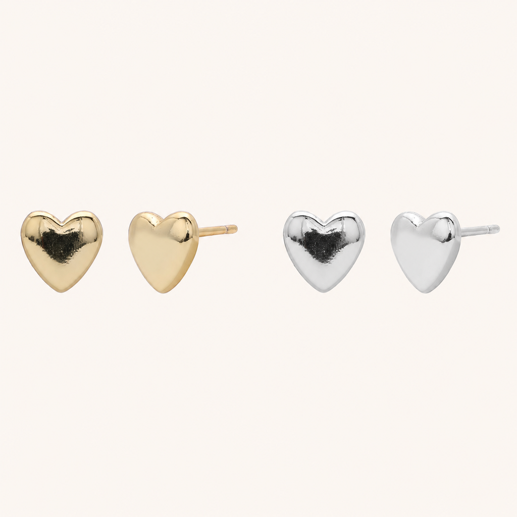 Sterling Silver Polished Heart Stud Earrings