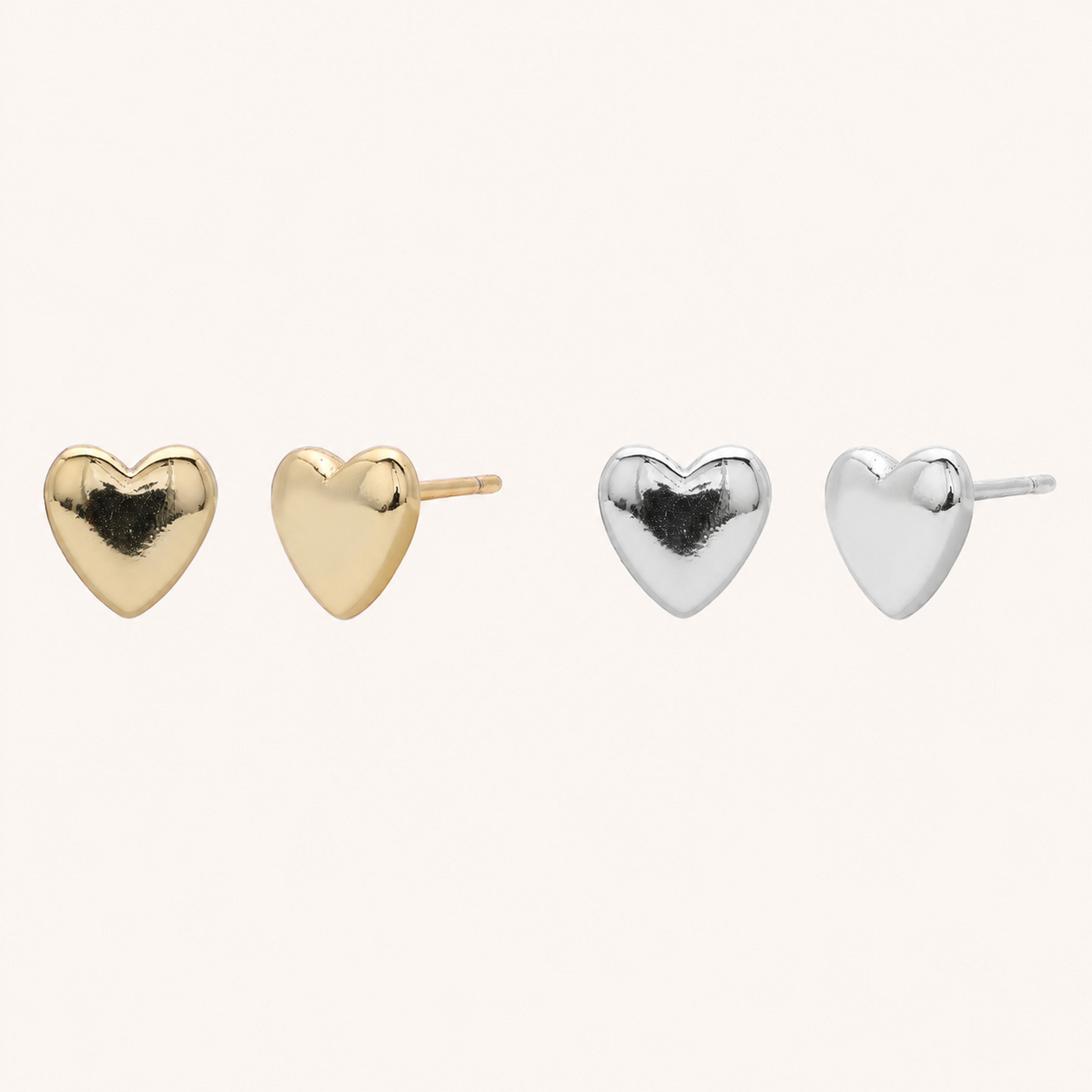 Sterling Silver Polished Heart Stud Earrings