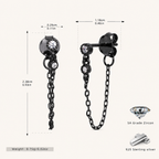 Sterling Silver Round Cubic Zirconia Chain Drop Earrings - BlackGold
