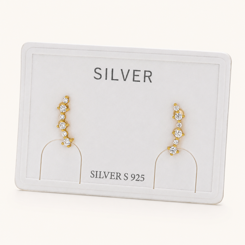 Sterling Silver Shooting Star Zirconia Stud Earrings detail view
