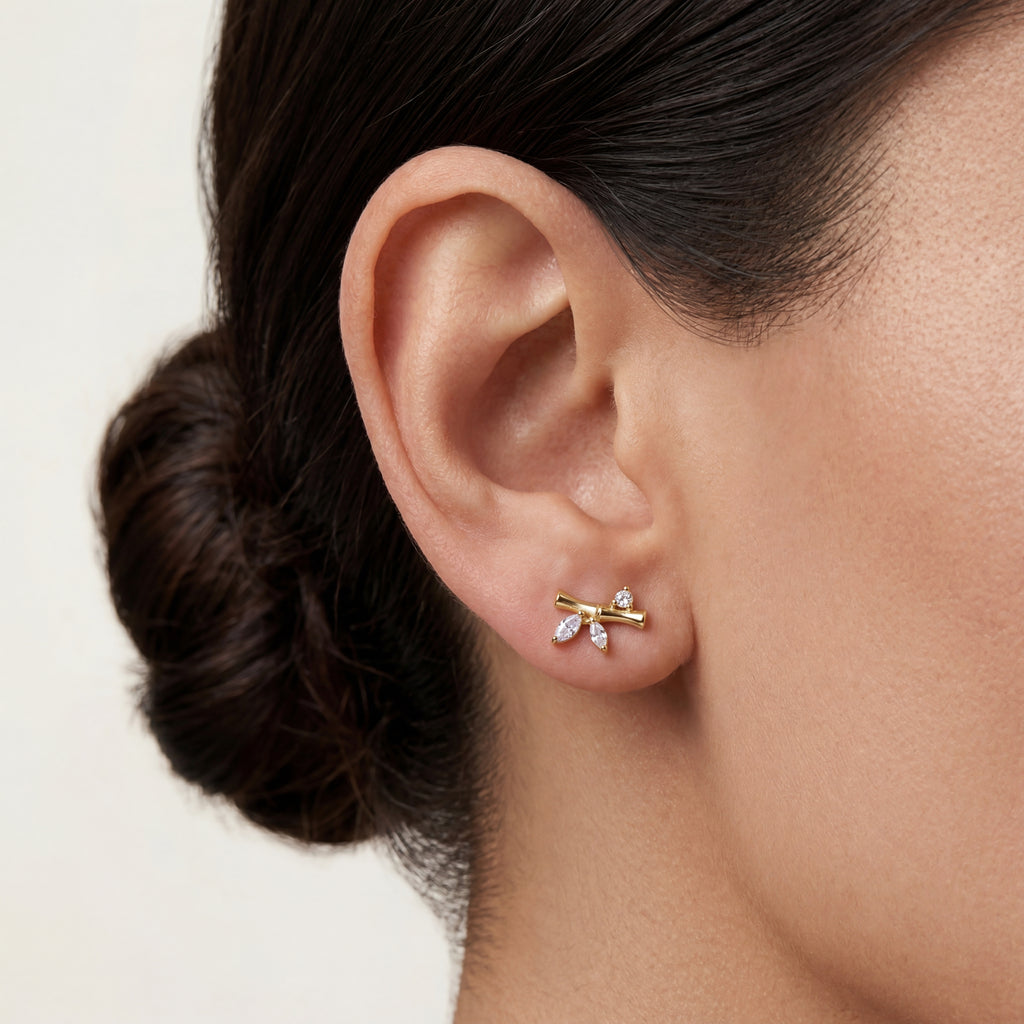 Bamboo Titanium Stud Earrings - image 2