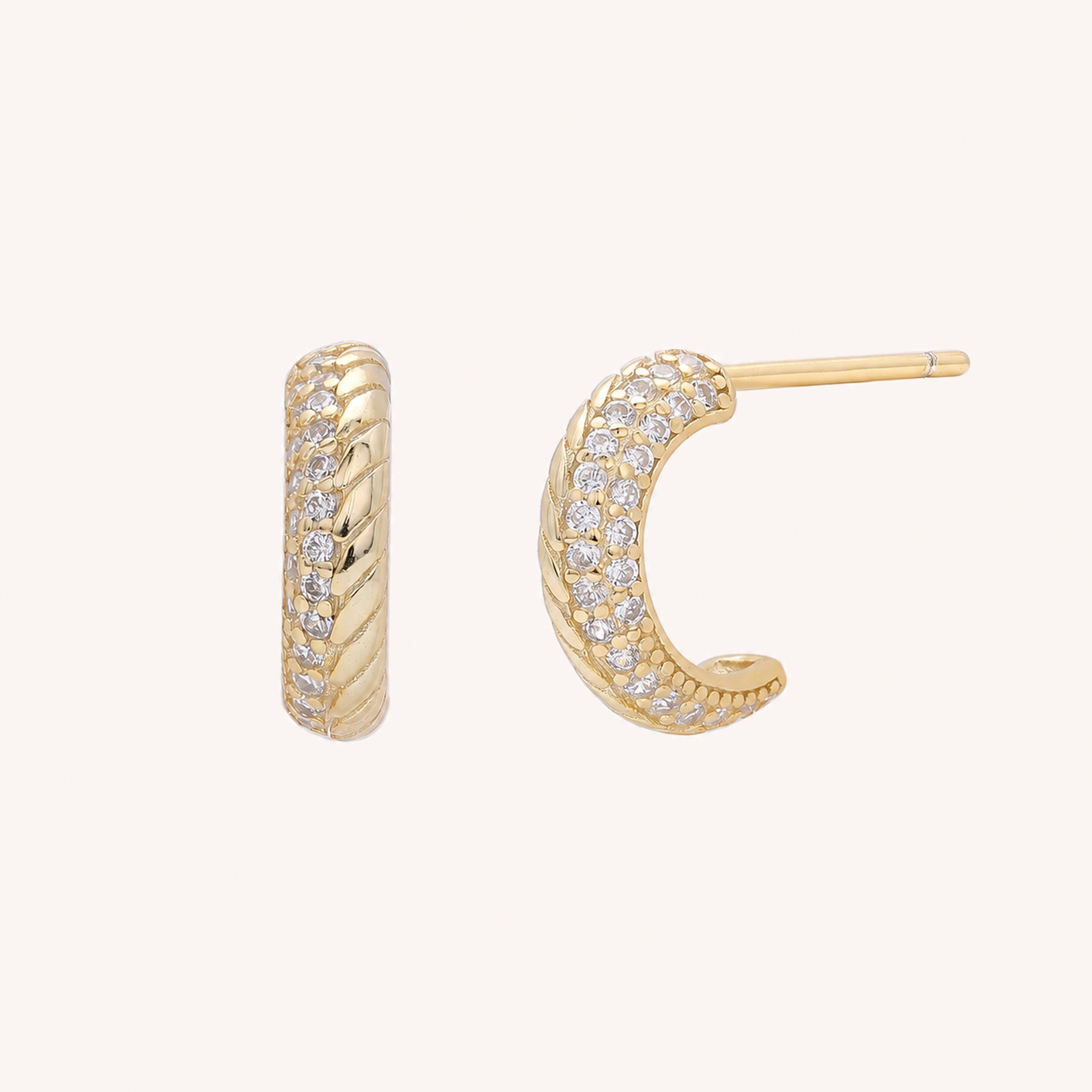 Sterling Silver French Minimalist Zirconia Stud Earrings
