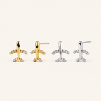 Sterling Silver Pavé Airplane Stud Earrings