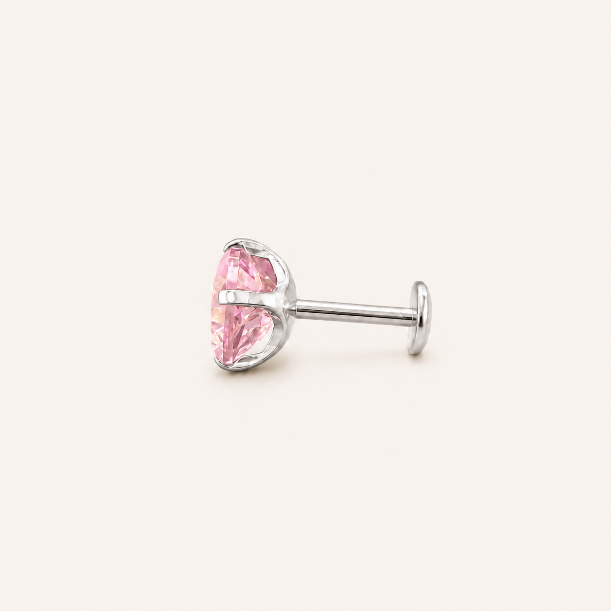Titanium Pink Topaz Flat Back Stud Earrings