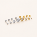 Sterling Silver Bezel-Set Zirconia Flat Back Earrings detail