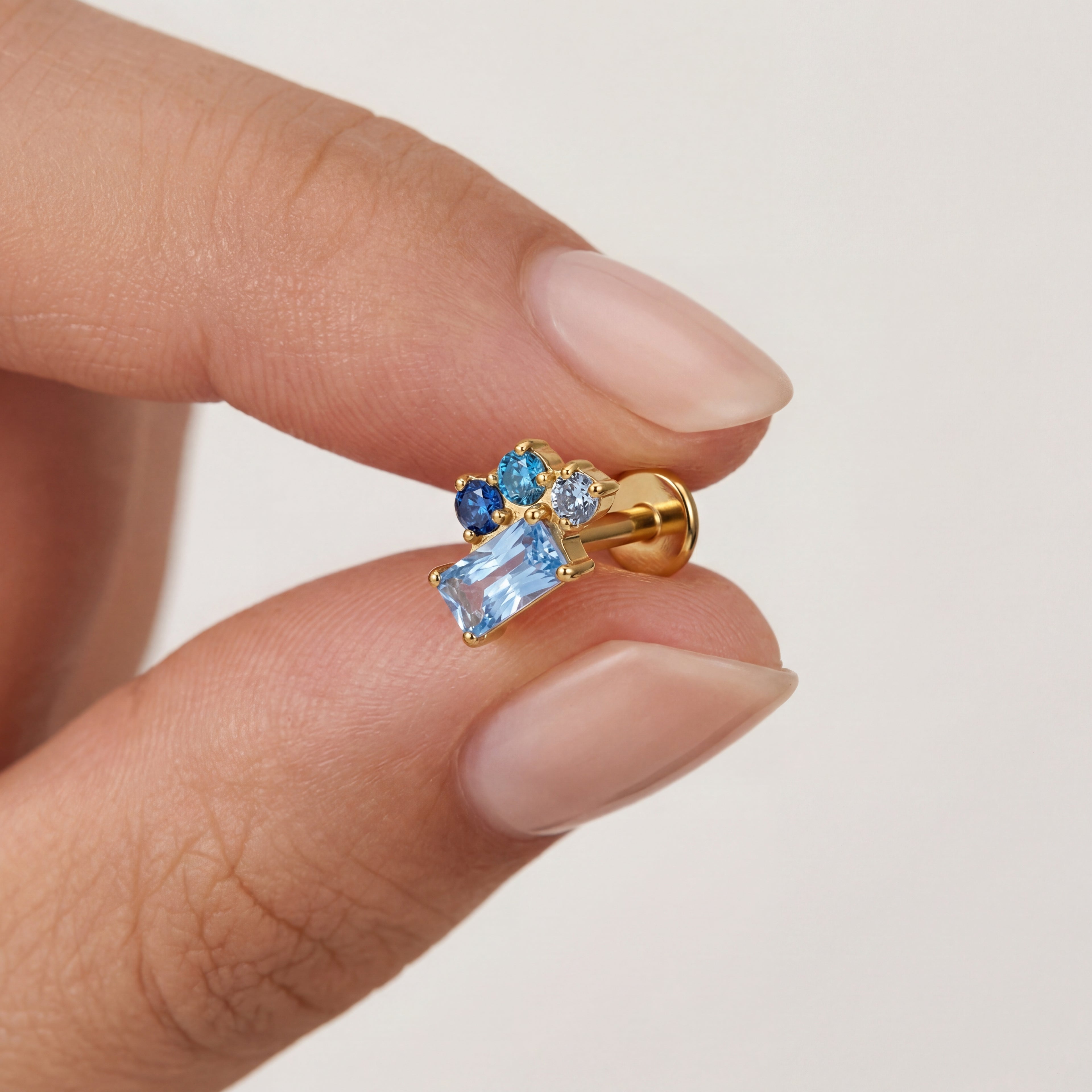 Floral Crystal Titanium Stud Earrings - image 4