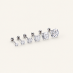 Sterling Silver Moissanite Four-Prong Solitaire Flat Back Earrings detail