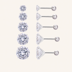 Sterling Silver Moissanite Four-Prong Solitaire Flat Back Earrings