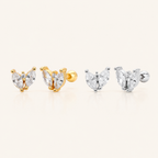 Sterling Silver Marquise Zirconia Butterfly Flat Back Earrings