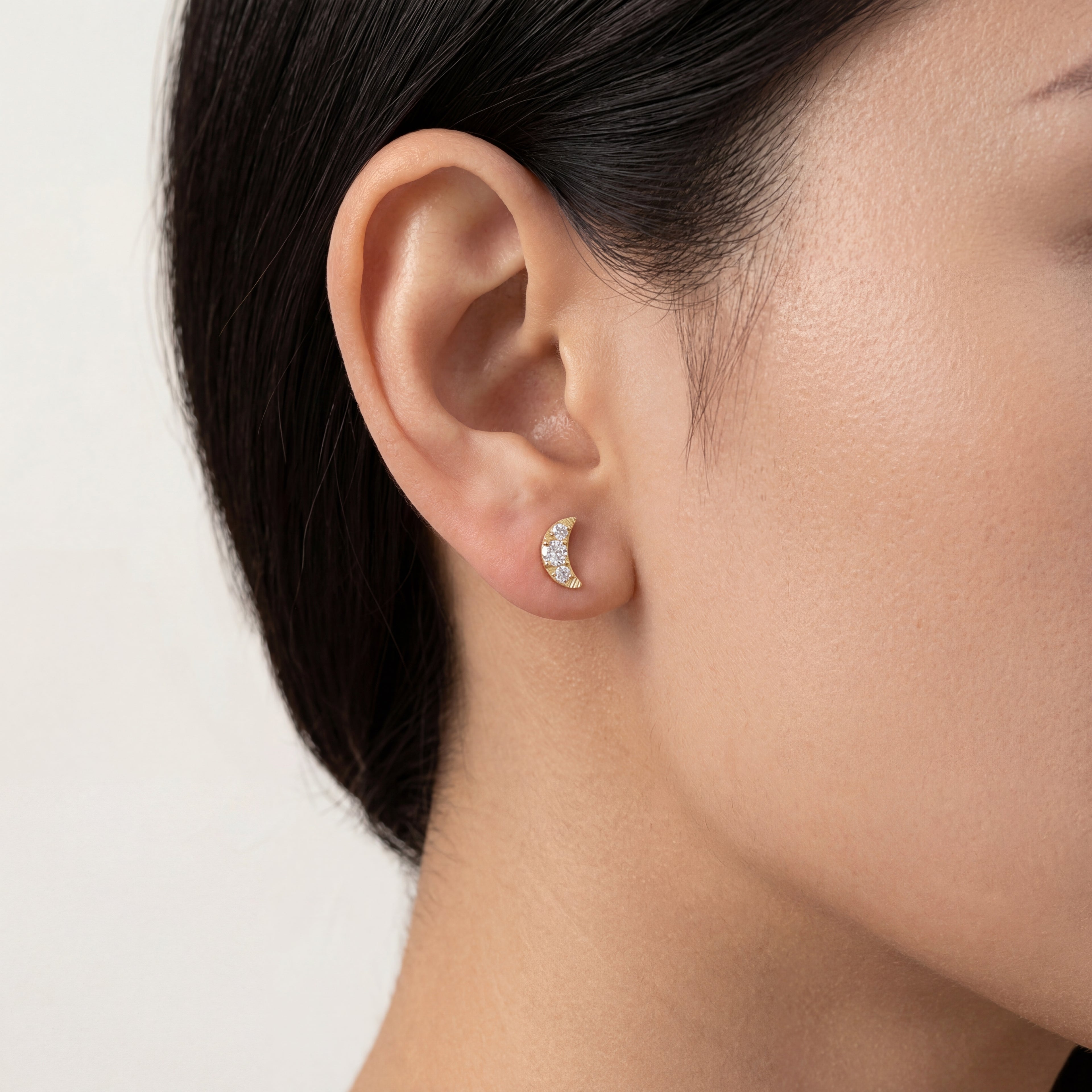 Mini Moon Titanium Stud Earrings - image 2