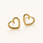 Sterling Silver Polished Heart Stud Earrings detail view