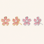 Sterling Silver Cherry Blossom Sakura Stud Earrings