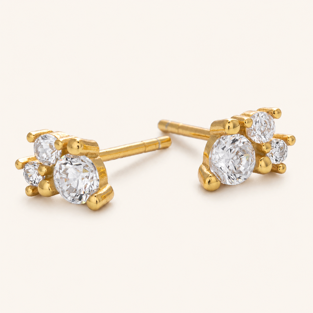 Sterling Silver Solitaire Zirconia Stud Earrings detail view