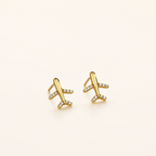 Sterling Silver Pavé Airplane Stud Earrings detail