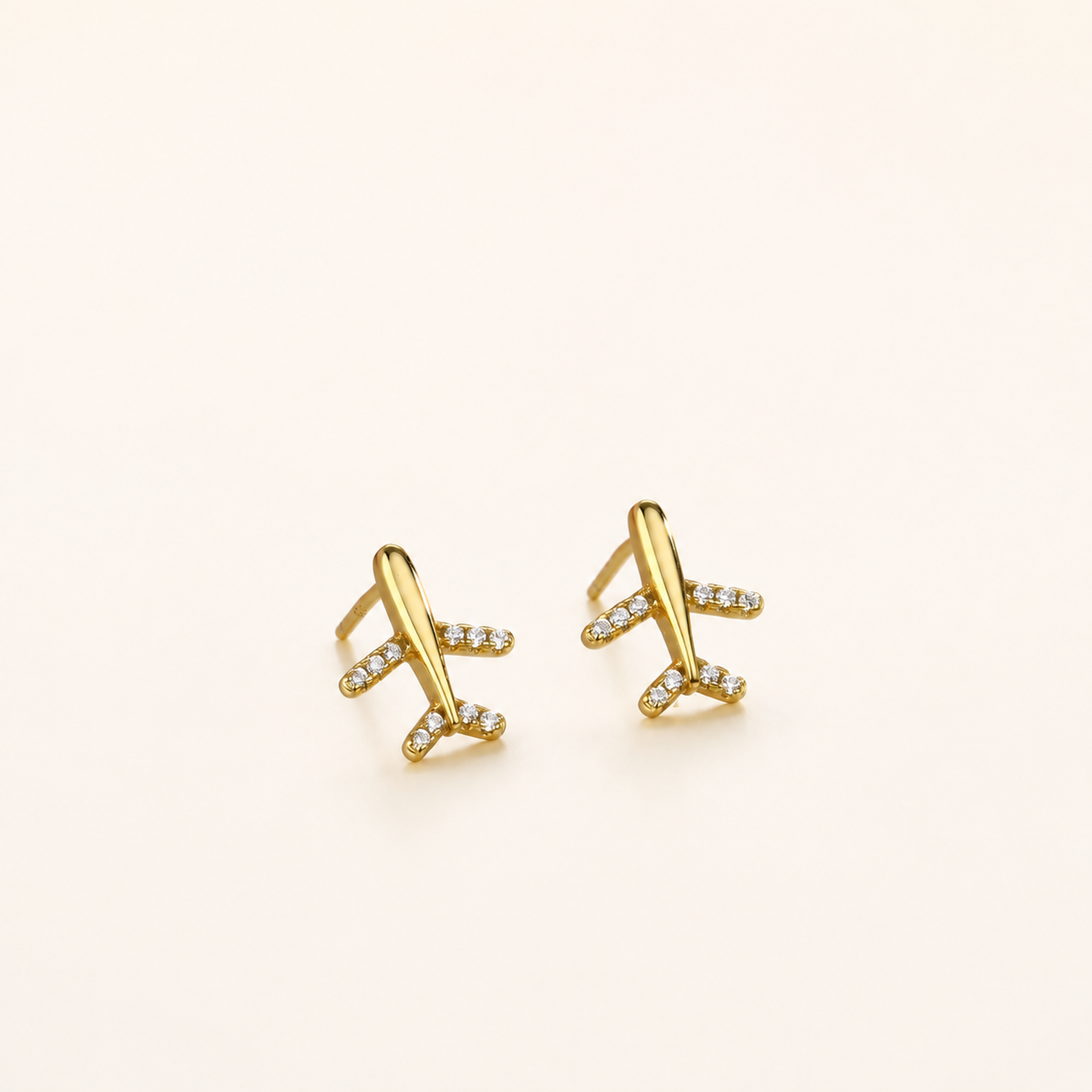 Sterling Silver Pavé Airplane Stud Earrings detail