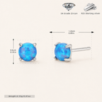 Sterling Silver Mini Opal Stud Earrings - Platinum / 4mm / Blue Opal