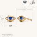 Sterling Silver Evil Eye Zirconia Stud Earrings - Gold