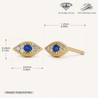 Sterling Silver Evil Eye Zirconia Stud Earrings - Gold