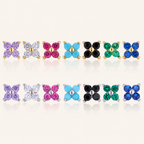Sterling Silver Four-Petal Flower Stud Earrings