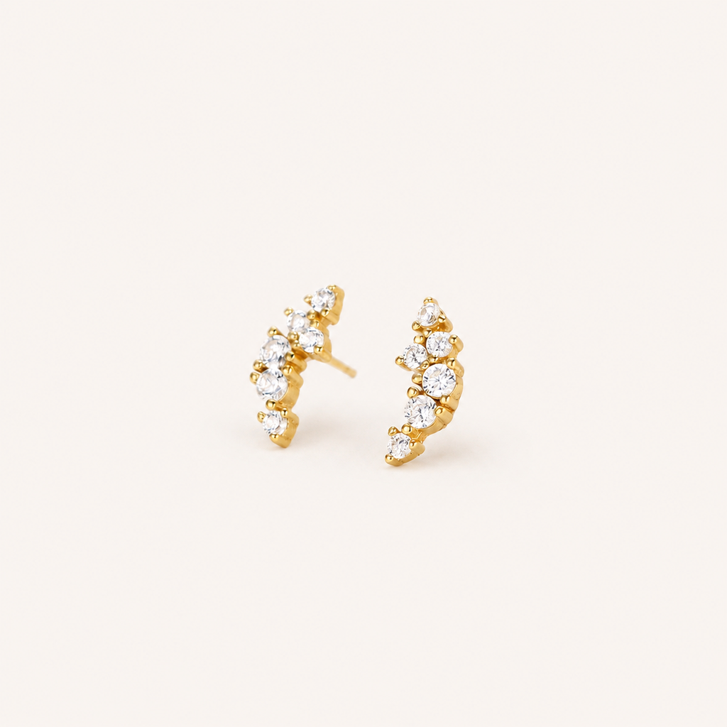 Sterling Silver French Pavé Zirconia Stud Earrings detail