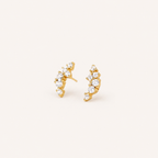 Sterling Silver French Pavé Zirconia Stud Earrings detail