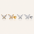 Sterling Silver Butterfly Zirconia Flat Back Earrings