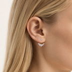 Sterling Silver Minimalist Zirconia Stud Earrings worn on the ear