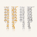 Sterling Silver Zirconia Tassel Drop Stud Earrings