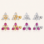 Sterling Silver Triangle Zirconia Flat Back Earrings