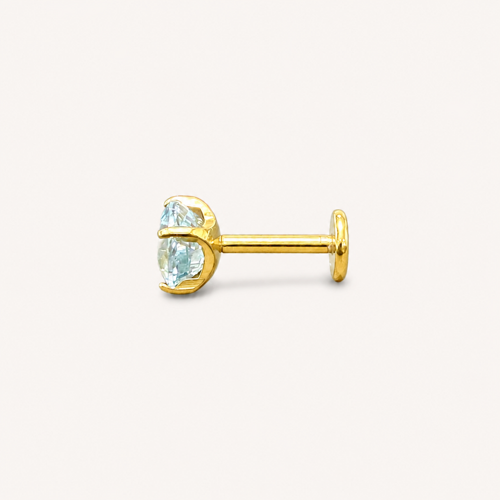 Titanium Blue Topaz Flat Back Stud Earrings