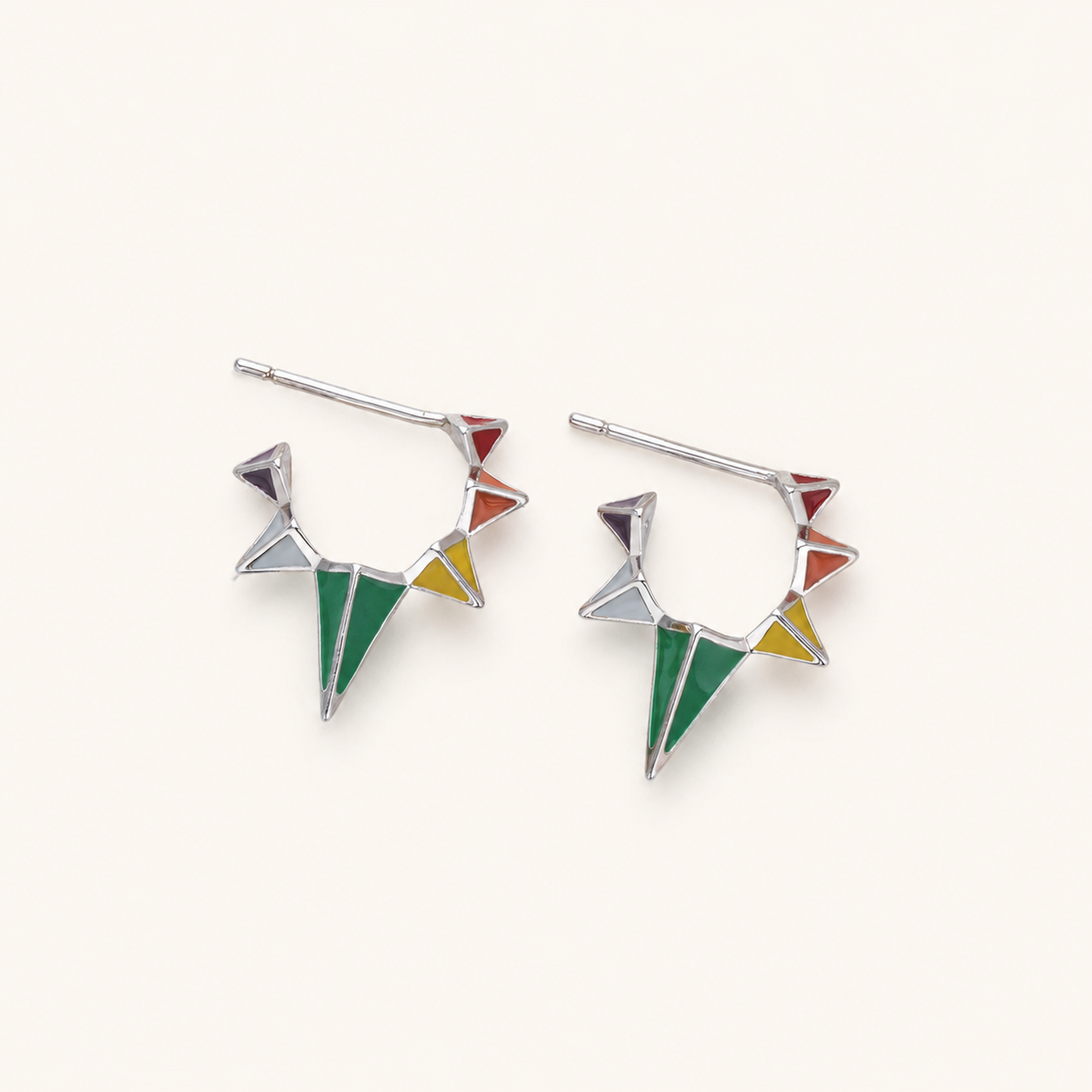 Sterling Silver Resin Geometric Open Stud Earrings detail view
