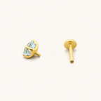 Titanium Blue Topaz Flat Back Stud Earrings