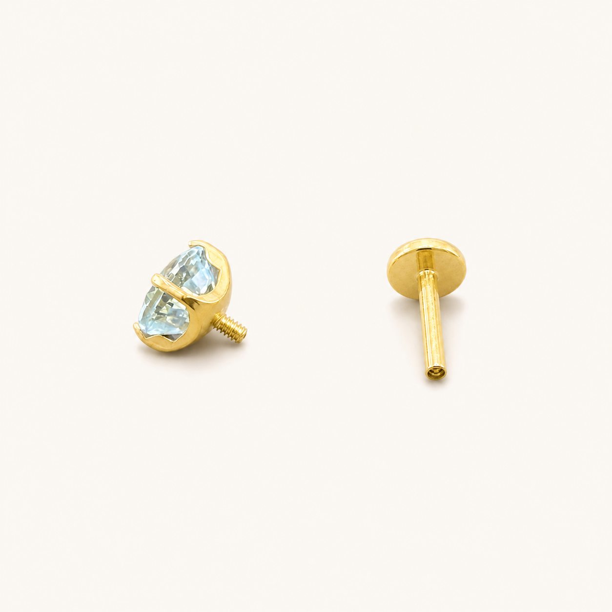 Titanium Blue Topaz Flat Back Stud Earrings