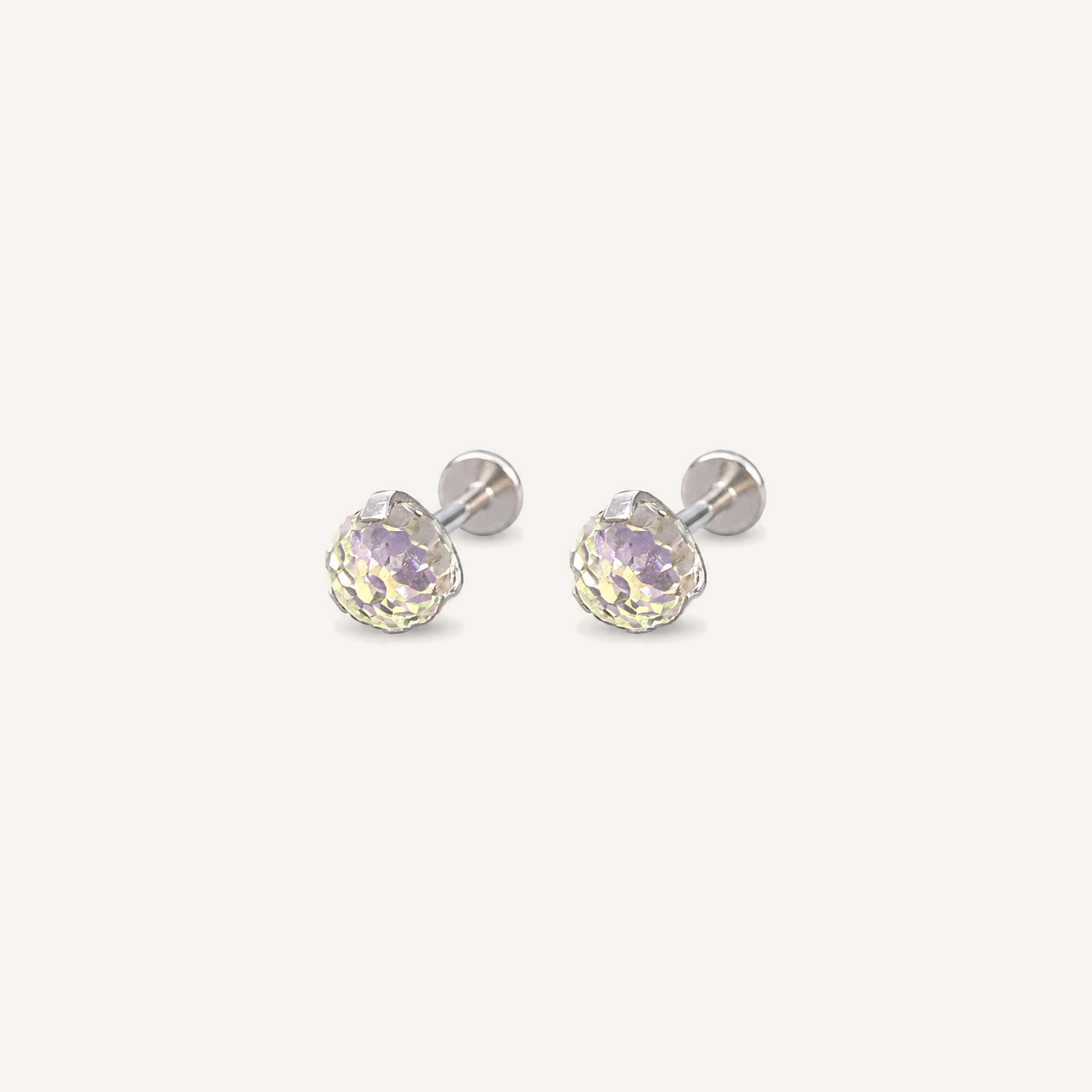 Titanium Gradient Pink Crystal Flat Back Stud Earrings