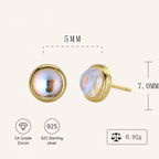 Sterling Silver Moonstone Stud Earrings - Gold / 5mm