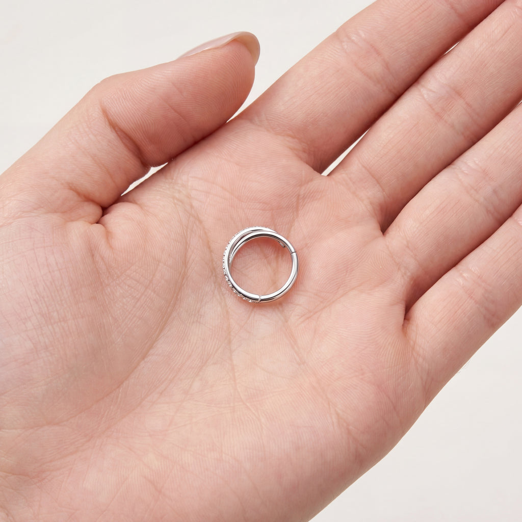 Slim Pave Titanium Hoop Earrings - image 4